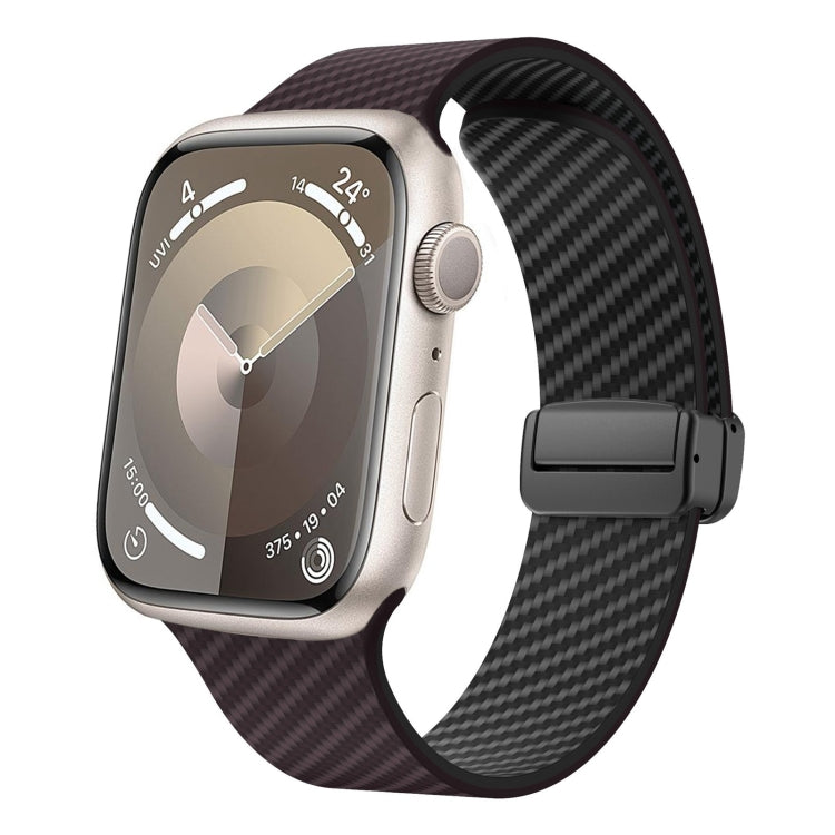 For Apple Watch Series 2 42mm Carbon Fiber Magnetic Black Buckle Watch Band(Dark Brown Black) - free shipping - PMC TechLife - Order now!