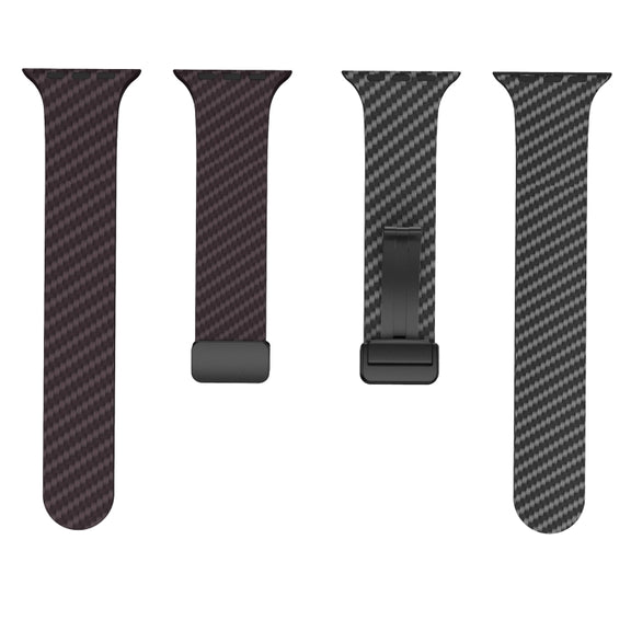 For Apple Watch Series 2 42mm Carbon Fiber Magnetic Black Buckle Watch Band(Dark Brown Black)
