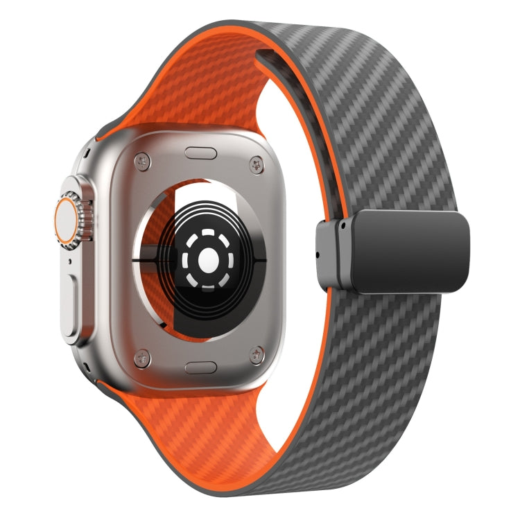 For Apple Watch 38mm Carbon Fiber Magnetic Black Buckle Watch Band(Spacy Grey Orange) - free shipping - PMC TechLife - Order now!