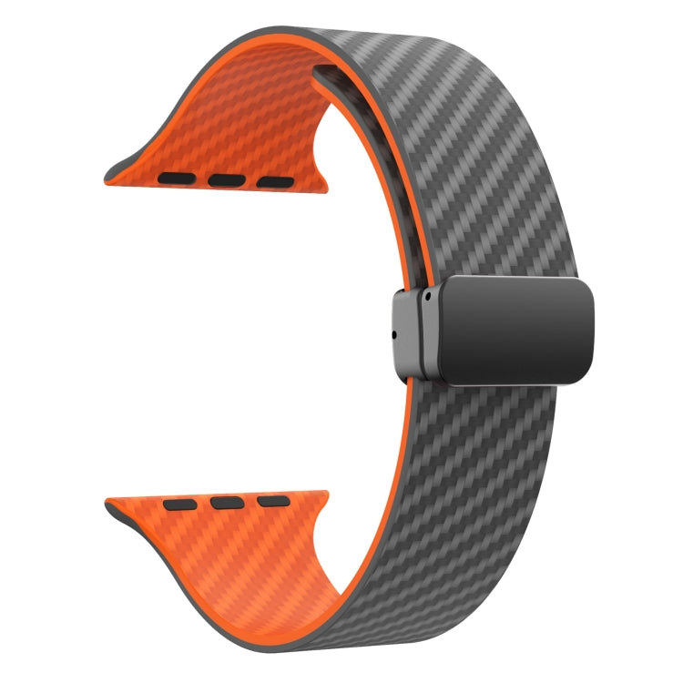 For Apple Watch 38mm Carbon Fiber Magnetic Black Buckle Watch Band(Spacy Grey Orange) - free shipping - PMC TechLife - Order now!