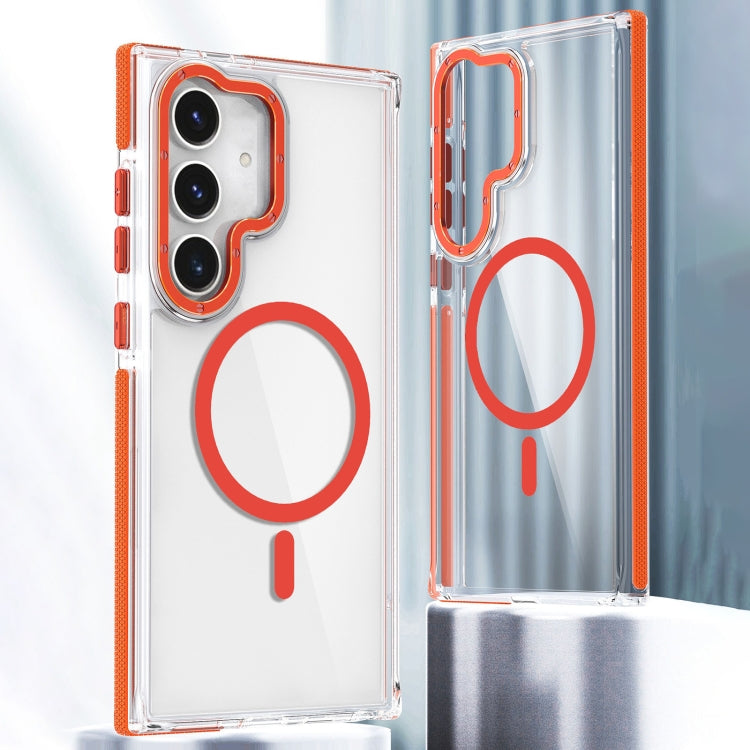 For Samsung Galaxy S24+ 5G Dual-Color Clear Acrylic Hybrid TPU MagSafe Phone Case(Orange) - Galaxy S24+ 5G Cases by PMC TechLife | Online Shopping South Africa | PMC TechLife
