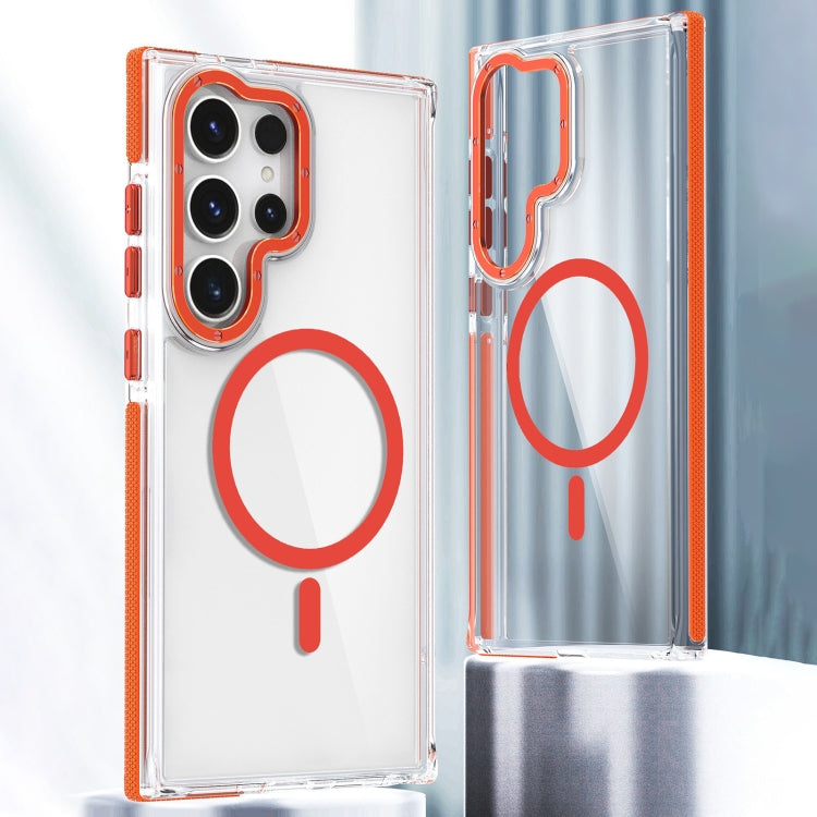 For Samsung Galaxy S24 Ultra 5G Dual-Color Clear Acrylic Hybrid TPU MagSafe Phone Case(Orange) - Galaxy S24 Ultra 5G Cases by PMC TechLife | Online Shopping South Africa | PMC TechLife