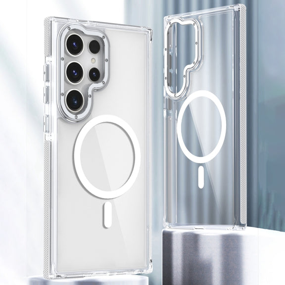 For Samsung Galaxy S24 Ultra 5G Dual-Color Clear Acrylic Hybrid TPU MagSafe Phone Case(Transparent)