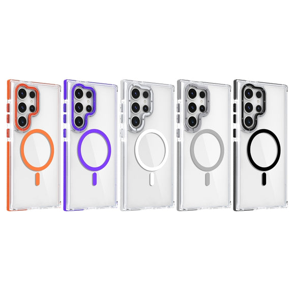 For Samsung Galaxy S24+ 5G Dual-Color Clear Acrylic Hybrid TPU MagSafe Phone Case(Purple)