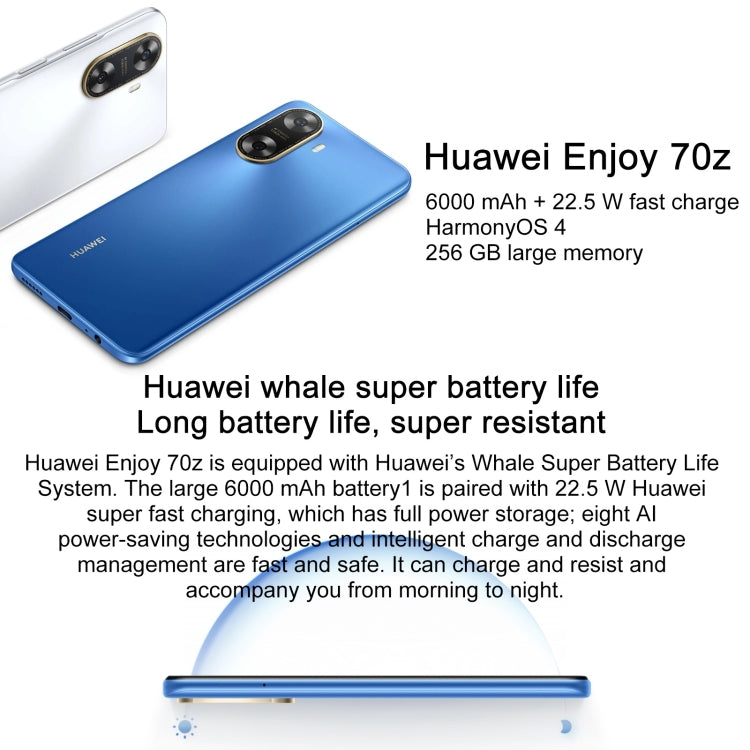 HUAWEI Enjoy 70z, 8GB+256GB, Side Fingerprint Identification, 6.75 inch HarmonyOS 4.0 Octa Core 2.4GHz, Network: 4G, Not Support Google Play(White) - free shipping - PMC TechLife - Order now!