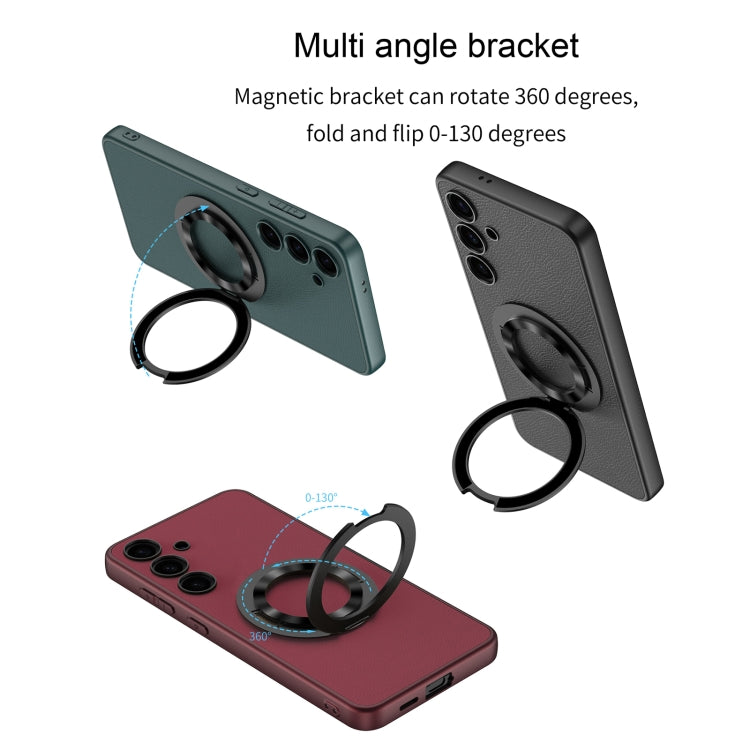 For Samsung Galaxy S24 5G GKK Skin Feel Leather MagSafe Magnetic Phone Case with Holder(Red) - Galaxy S24 5G Cases by GKK | Online Shopping South Africa | PMC TechLife | Buy Now Pay Later Mobicred
