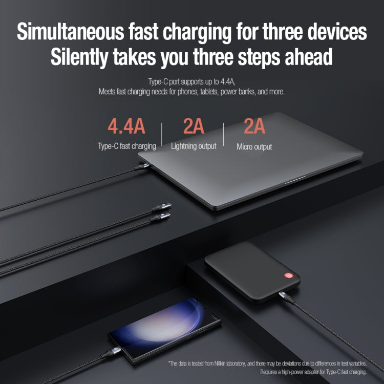 Nillkin Swift Pro 1m 3 in 1 USB to 8 Pin + Type-C + Micro USB Fast Charging Cable(Black) - Multifunction Cable by NILLKIN | Online Shopping South Africa | PMC TechLife