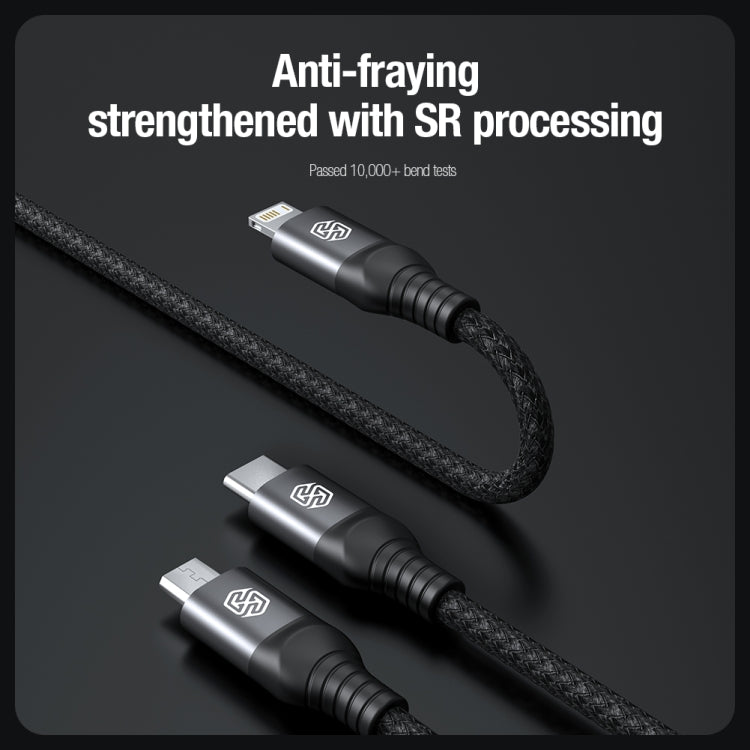 Nillkin Swift Pro 1m 3 in 1 USB to 8 Pin + Type-C + Micro USB Fast Charging Cable(Black)