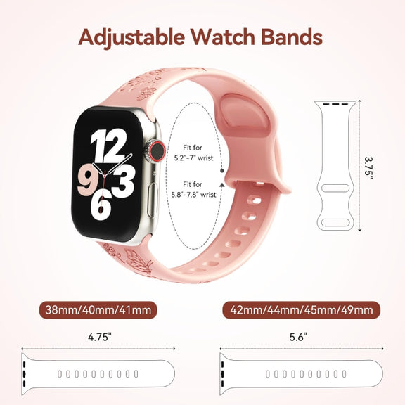 For Apple Watch Series 4 44mm Butterfly Flower Embossed Silicone Watch Band(Retro Rose)