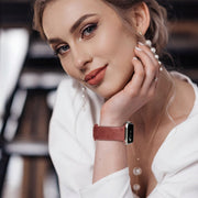 For Apple Watch Series 3 38mm Butterfly Flower Embossed Silicone Watch Band(Brick Red)