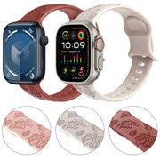For Apple Watch SE 40mm Butterfly Flower Embossed Silicone Watch Band(Brick Red)
