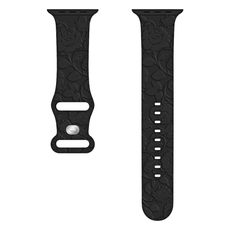 For Apple Watch SE 40mm Rose Embossed Silicone Watch Band(Black) - Watch Bands by PMC TechLife | Online Shopping South Africa | PMC TechLife | Buy Now Pay Later Mobicred