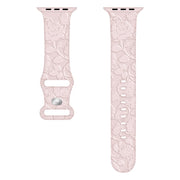 For Apple Watch 42mm Rose Embossed Silicone Watch Band(Pink)