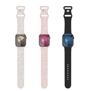 For Apple Watch 38mm Rose Embossed Silicone Watch Band(Black)