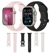 For Apple Watch 42mm Rose Embossed Silicone Watch Band(Black)