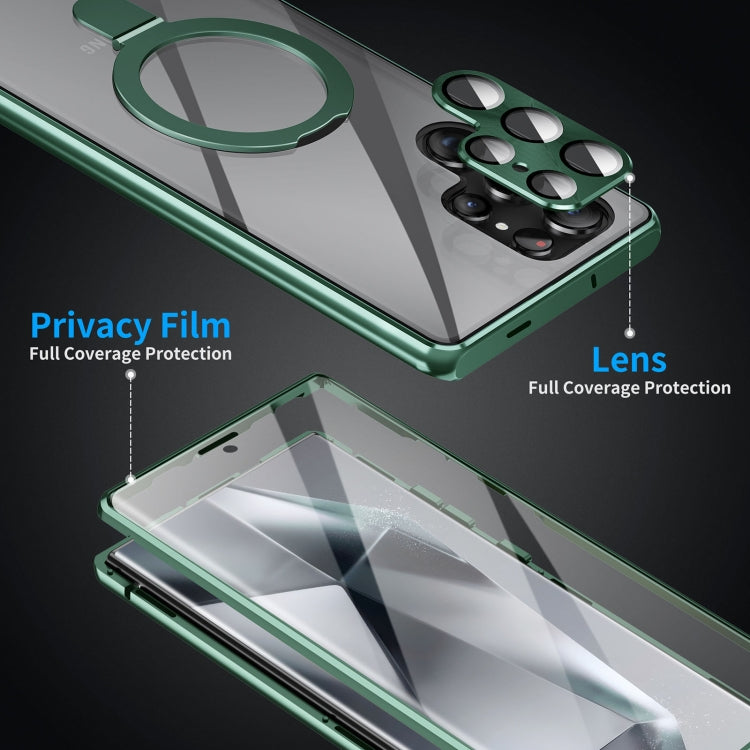 For Samsung Galaxy S22 Ultra 5G MagSafe Magnetic HD Frosted Tempered Glass Holder Phone Case(Green) - free shipping - PMC TechLife - Order now!