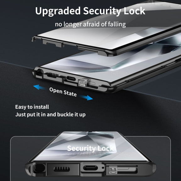 For Samsung Galaxy S23 Ultra 5G MagSafe Magnetic HD Frosted Tempered Glass Holder Phone Case(Black)