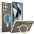 For Samsung Galaxy S24 Ultra 5G MagSafe Magnetic HD Frosted Tempered Glass Holder Phone Case(Gold) - Galaxy S24 Ultra 5G Cases by PMC TechLife | Online Shopping South Africa | PMC TechLife