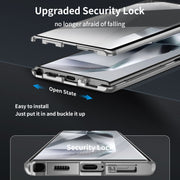 For Samsung Galaxy S24 Ultra 5G MagSafe Magnetic HD Frosted Tempered Glass Holder Phone Case(Silver)
