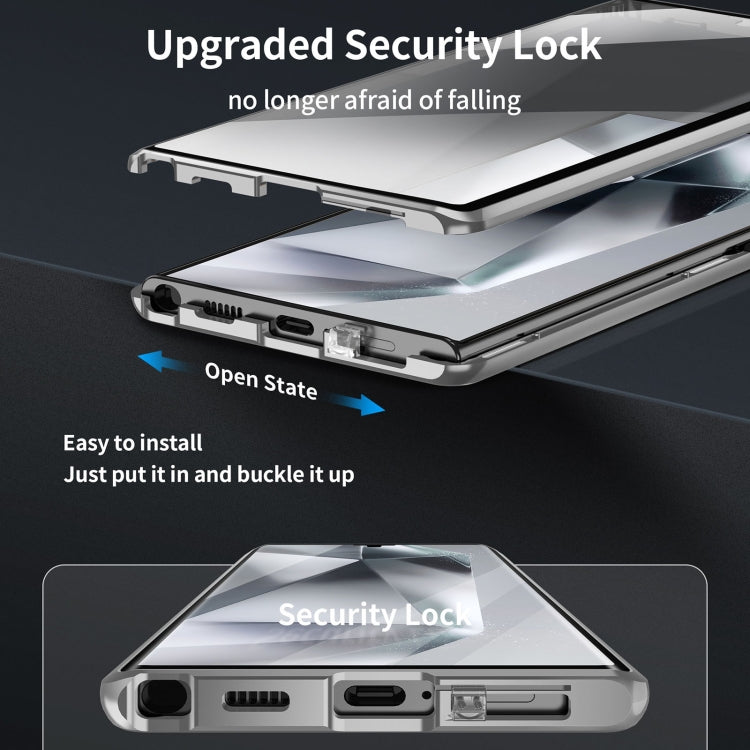 For Samsung Galaxy S24 Ultra 5G MagSafe Magnetic HD Frosted Tempered Glass Holder Phone Case(Silver)