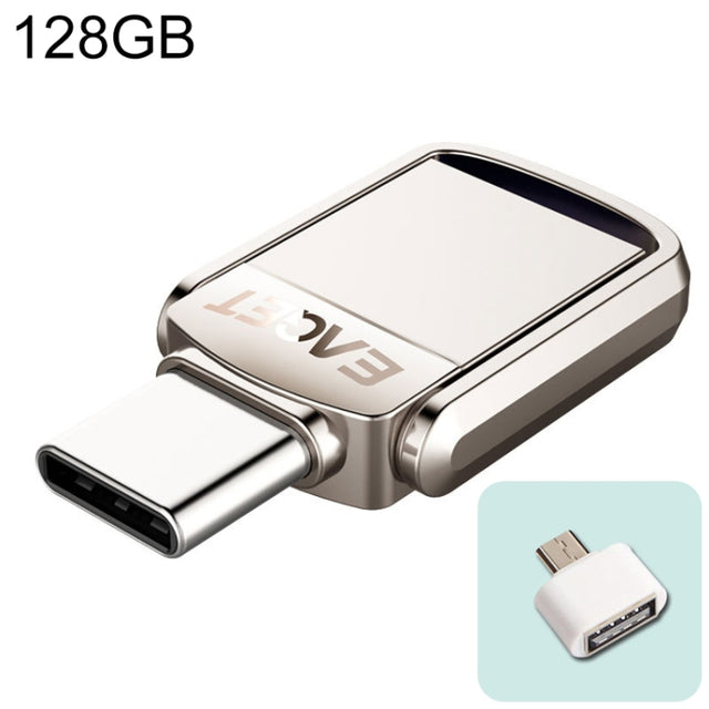 EAGET 128G USB 3.1 + Type-C / USB-C  Interface Metal Twister Flash U Disk, with Micro USB OTG Adapter
