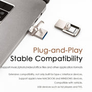 EAGET 128G USB 3.1 + Type-C / USB-C  Interface Metal Twister Flash U Disk, with Micro USB OTG Adapter