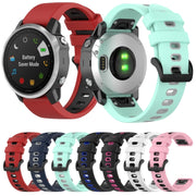 Compatible with Garmin Fenix 6S Two-color Silicone Watch Band(White Black)