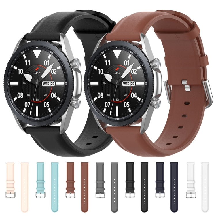 For Galaxy Watch 3 45mm Round Tail Leather Watch Band, Size: Free Size 22mm(Gray) - Watch Bands by PMC TechLife | Online Shopping South Africa | PMC TechLife | Buy Now Pay Later Mobicred
