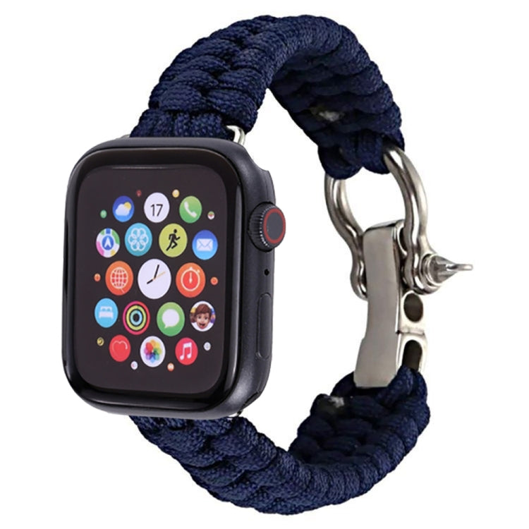 For Apple Watch Ultra 49mm / Series 8&7 45mm / SE 2&6&SE&5&4 44mm / 3&2&1 42mm Umbrella Cord Nylon Braided Watch Band(Blue) - Smart Wear by PMC TechLife | Online Shopping South Africa | PMC TechLife