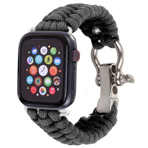 For Apple Watch Ultra 49mm / Series 8&7 45mm / SE 2&6&SE&5&4 44mm / 3&2&1 42mm Umbrella Cord Nylon Braided Watch Band(Grey)