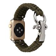 For Apple Watch Ultra 49mm / Series 8&7 45mm / SE 2&6&SE&5&4 44mm / 3&2&1 42mm Umbrella Cord Nylon Braided Watch Band(Blue Black)