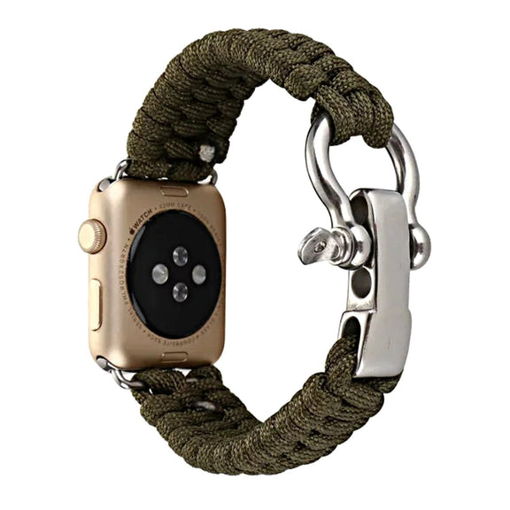 For Apple Watch Ultra 49mm / Series 8&7 45mm / SE 2&6&SE&5&4 44mm / 3&2&1 42mm Umbrella Cord Nylon Braided Watch Band(Black White)