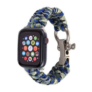 For Apple Watch Ultra 49mm / Series 8&7 45mm / SE 2&6&SE&5&4 44mm / 3&2&1 42mm Umbrella Cord Nylon Braided Watch Band(Blue Green)