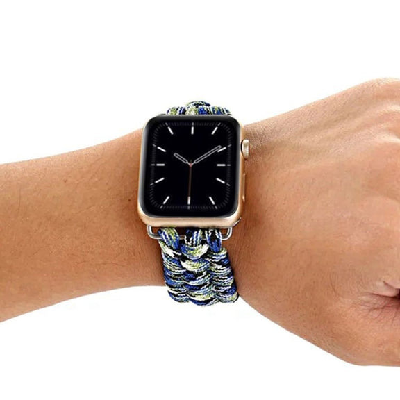 For Apple Watch Ultra 49mm / Series 8&7 45mm / SE 2&6&SE&5&4 44mm / 3&2&1 42mm Umbrella Cord Nylon Braided Watch Band(Khaki)