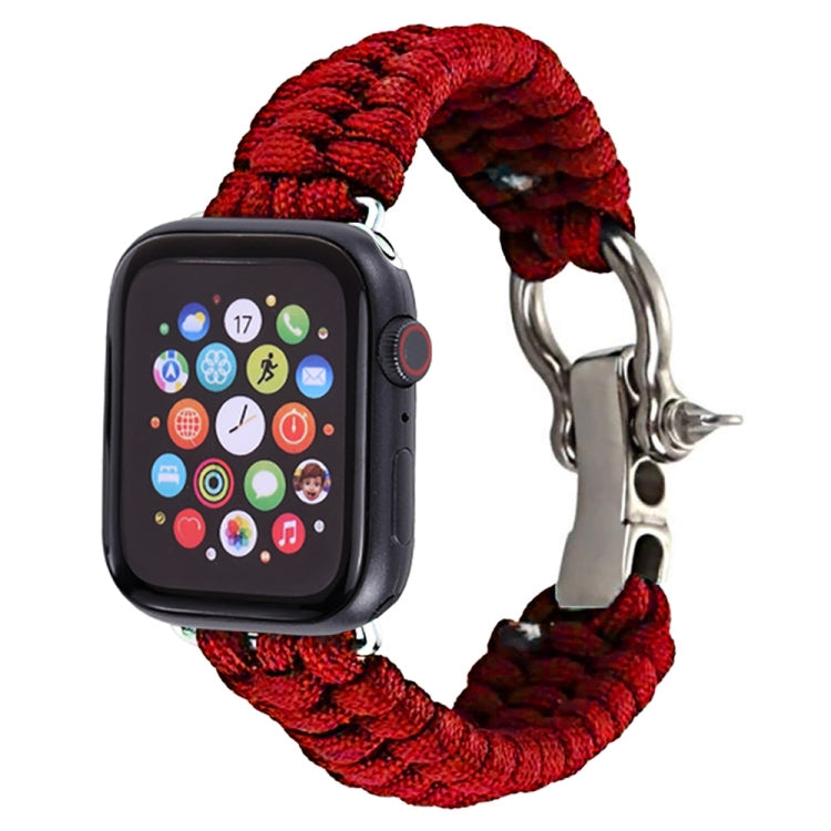 For Apple Watch Ultra 49mm / Series 8&7 45mm / SE 2&6&SE&5&4 44mm / 3&2&1 42mm Umbrella Cord Nylon Braided Watch Band(Red) - Smart Wear by PMC TechLife | Online Shopping South Africa | PMC TechLife