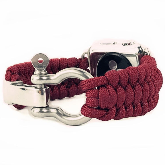 For Apple Watch Ultra 49mm / Series 8&7 45mm / SE 2&6&SE&5&4 44mm / 3&2&1 42mm Umbrella Cord Nylon Braided Watch Band(Red)