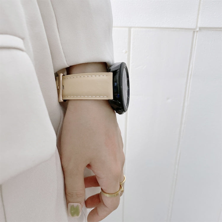 For Samsung Galaxy Watch3 41mm Leather Silver Buckle Watch Band(Pink) - Watch Bands by PMC Jewellery | Online Shopping South Africa | PMC Jewellery | Buy Now Pay Later Mobicred