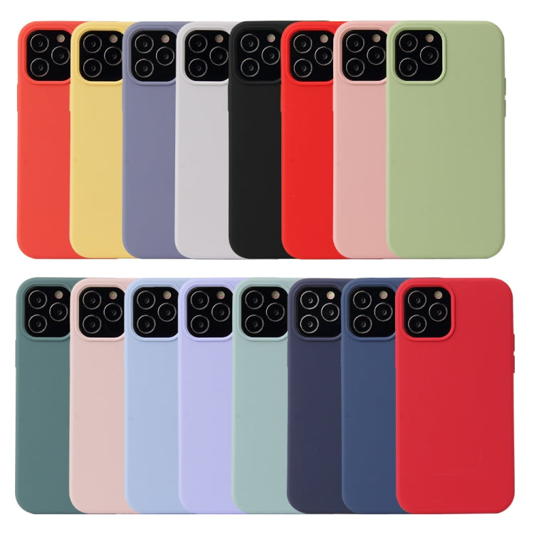 For iPhone 12 / 12 Pro Solid Color Liquid Silicone Shockproof Protective Case(Sakura Pink)