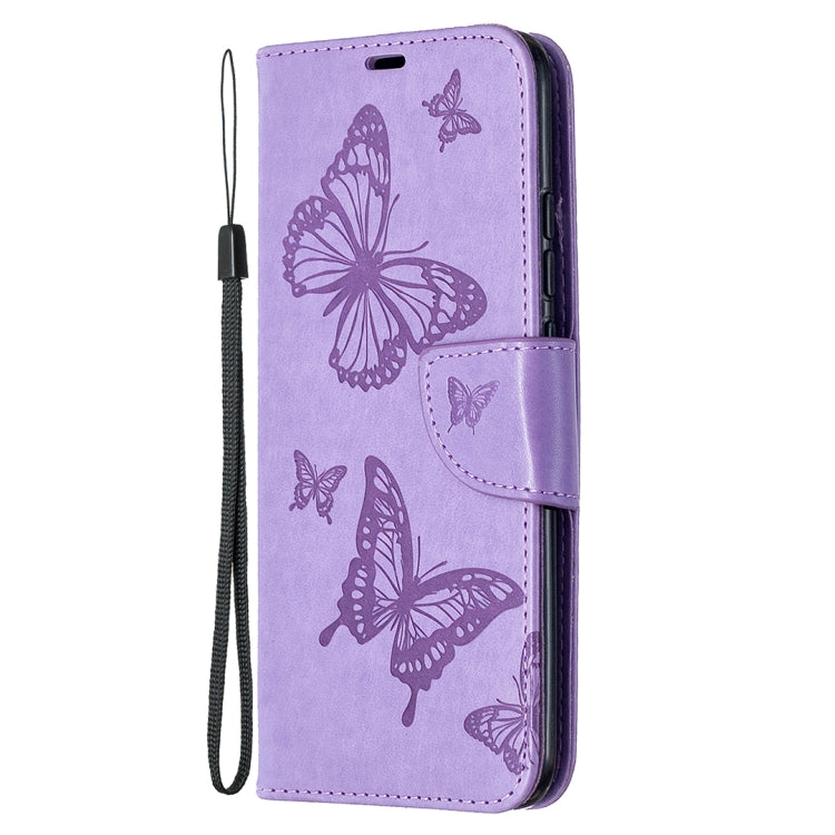 For Xiaomi Redmi 9C Two Butterflies Embossing Pattern Horizontal Flip Leather Case with Holder & Card Slot & Wallet & Lanyard(Purple) - free shipping - PMC TechLife - Order now!