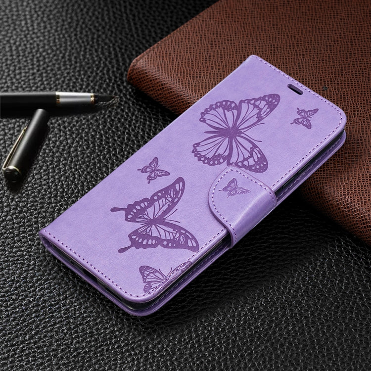 For Xiaomi Redmi 9C Two Butterflies Embossing Pattern Horizontal Flip Leather Case with Holder & Card Slot & Wallet & Lanyard(Purple) - free shipping - PMC TechLife - Order now!