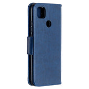 For Xiaomi Redmi 9C Two Butterflies Embossing Pattern Horizontal Flip Leather Case with Holder & Card Slot & Wallet & Lanyard(Dark Blue)