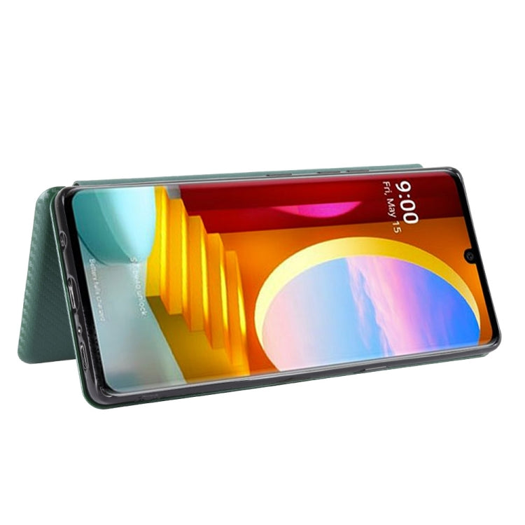 For LG Velvet Carbon Fiber Texture Horizontal Flip TPU + PC + PU Leather Case with Card Slot(Green) - LG Cases by PMC TechLife | Online Shopping South Africa | PMC TechLife | Buy Now Pay Later Mobicred