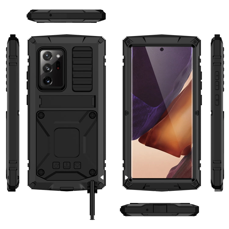 For Samsung Galaxy Note 20 Ultra R-JUST Shockproof Waterproof Dust-proof Metal + Silicone Protective Case with Holder(Black) - Galaxy Note20 Cases by R-JUST | Online Shopping South Africa | PMC Jewellery | Buy Now Pay Later Mobicred