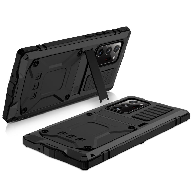 For Samsung Galaxy Note 20 Ultra R-JUST Shockproof Waterproof Dust-proof Metal + Silicone Protective Case with Holder(Black) - Galaxy Note20 Cases by R-JUST | Online Shopping South Africa | PMC Jewellery | Buy Now Pay Later Mobicred
