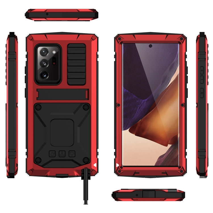 For Samsung Galaxy Note 20 Ultra R-JUST Shockproof Water-resistant Dust-proof Metal + Silicone Protective Case with Holder(Red)