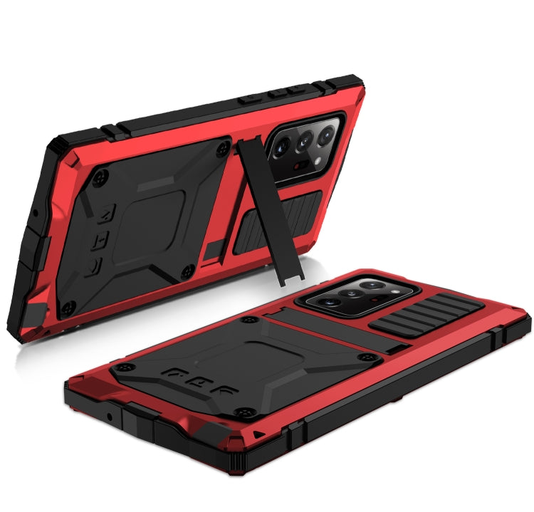 For Samsung Galaxy Note 20 Ultra R-JUST Shockproof Water-resistant Dust-proof Metal + Silicone Protective Case with Holder(Red)