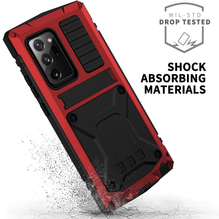 For Samsung Galaxy Note 20 Ultra R-JUST Shockproof Water-resistant Dust-proof Metal + Silicone Protective Case with Holder(Red)