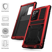 For Samsung Galaxy Note 20 Ultra R-JUST Shockproof Water-resistant Dust-proof Metal + Silicone Protective Case with Holder(Red)