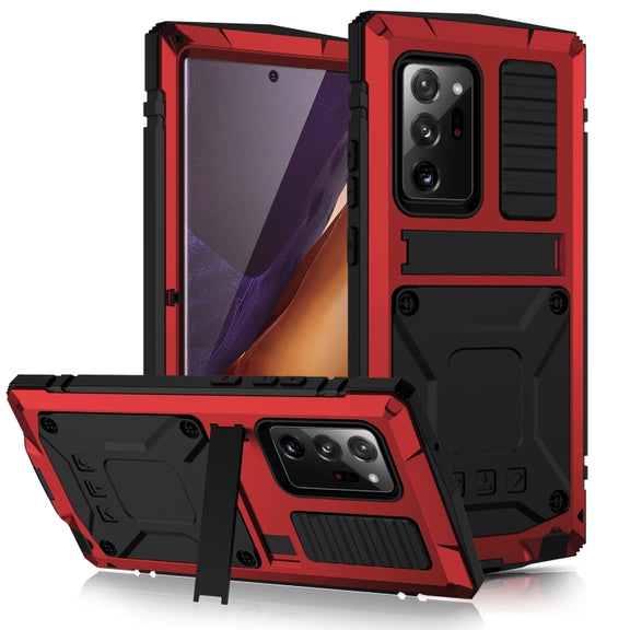 For Samsung Galaxy Note 20 Ultra R-JUST Shockproof Water-resistant Dust-proof Metal + Silicone Protective Case with Holder(Red)