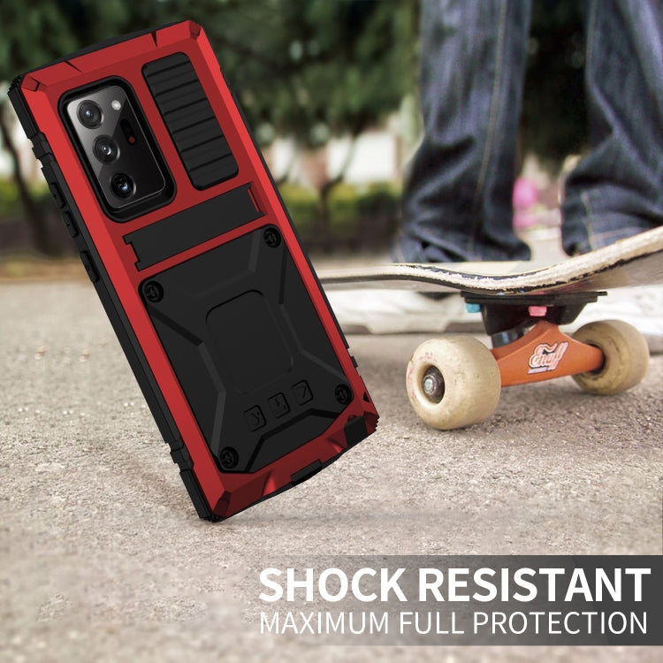 For Samsung Galaxy Note 20 Ultra R-JUST Shockproof Water-resistant Dust-proof Metal + Silicone Protective Case with Holder(Red)
